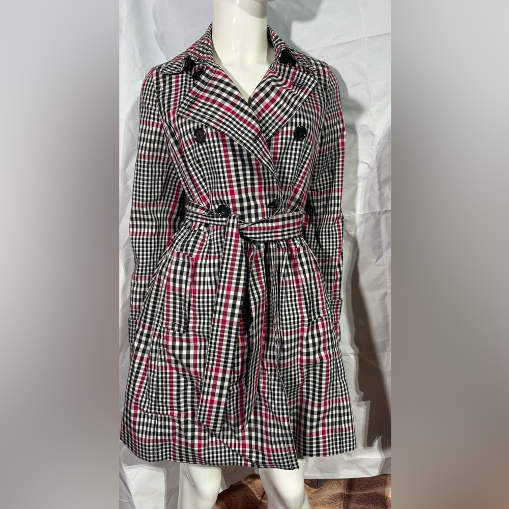 Banana Republic Double Breasted Plaid trench coat